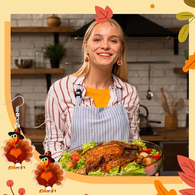 SKYFUN Fall Earrings Crystal Maple Leaf Earring for Women Orange Autumn Maple Leaves Thanksgiving Earrings Drop Dangle Statement Prom Party Jewelry Accessories - Image 3